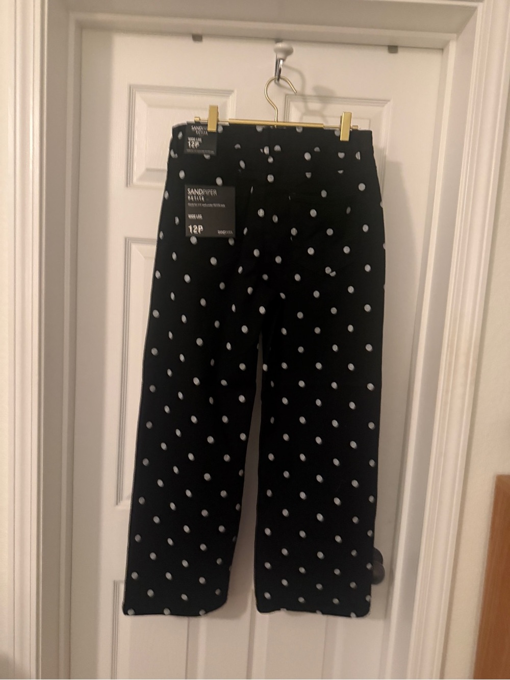 NWT Sandpiper Polka Dot Wide-Leg Pants - Black/White